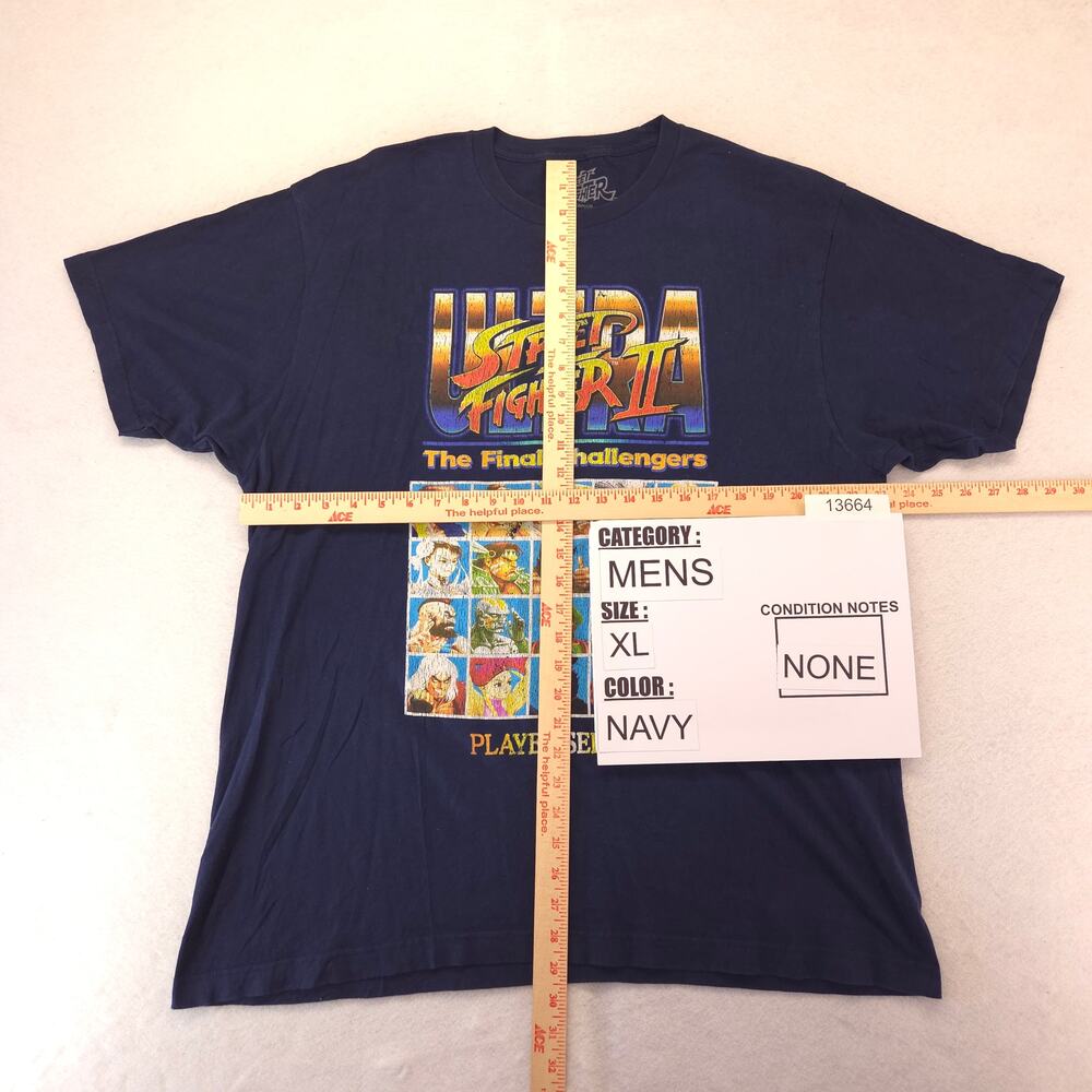 Street Fighter 2 Video Game Crew Neck Short Sleeve T Shirt Mens Size XL Navy - Picture 5 of 9